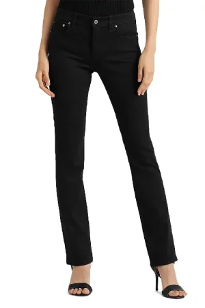 Mid Rise Straight Super Stretch Jeans in Black