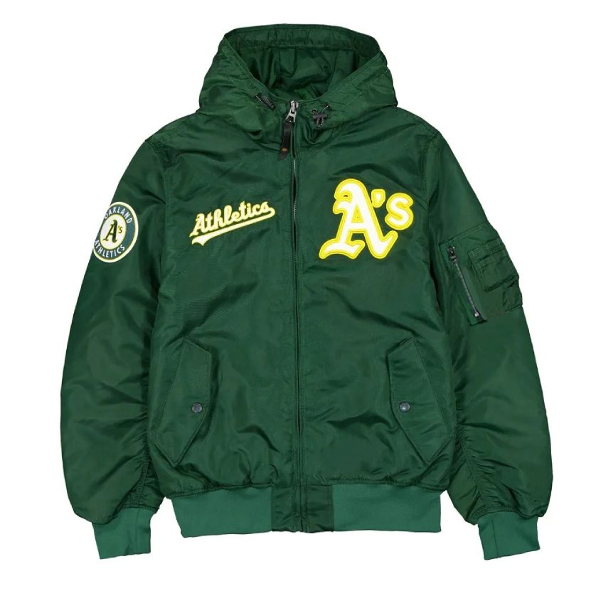 Oakland Athletics Historic L-2B Hooded Bomber Jacket 1 Oakland Athletics Historic L-2B Hooded Bomber Jacket