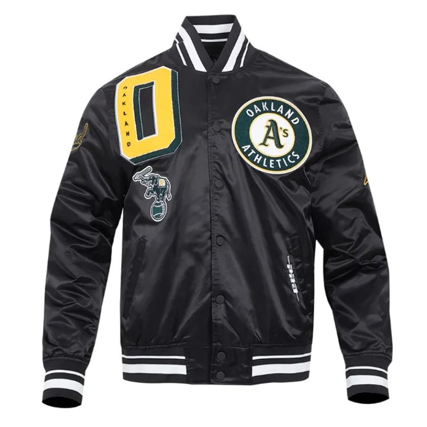 Oakland Athletics Mashup Classic Rib Satin Jacket 1 Oakland Athletics Mashup Classic Rib Satin Jacket