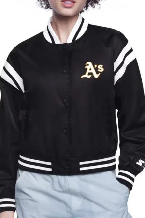 Oakland Athletics Printed Logo Varsity Satin Jacket