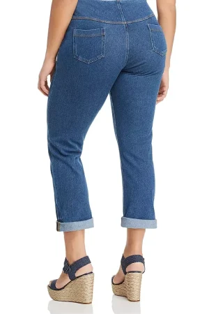 Pull-On Boyfriend Jeans in Mid Wash