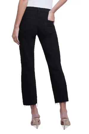 Sada High Rise Cropped Straight Leg Jeans in Noir