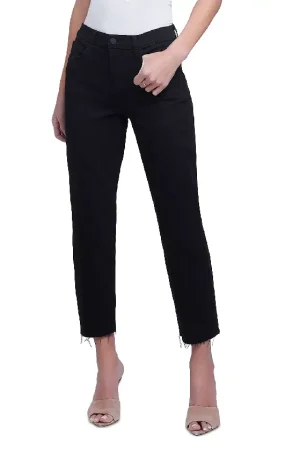Sada High Rise Cropped Straight Leg Jeans in Noir