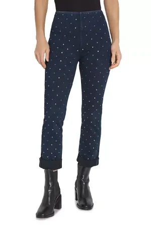 Studded High Rise Skinny Jeans in Indigo