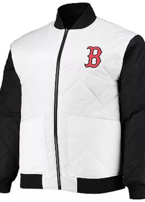 Men's White/Black Boston Red Sox Reversible Satin Full-Zip Jacket 3 Men's White/Black Boston Red Sox Reversible Satin Full-Zip Jacket