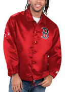 Men's Starter Red Boston Red Sox Option Route Satin Full-Snap Jacket