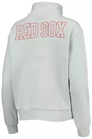 Women's The Wild Collective Light Blue Boston Red Sox Two-Hit Quarter-Zip Pullover Top