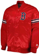 Men's Starter Red Boston Red Sox Pick & Roll Satin Varsity Full-Snap Jacket