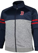 Men's Navy/Heather Gray Boston Red Sox Big & Tall Raglan Full-Zip Track Jacket