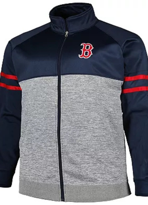 Men's Navy/Heather Gray Boston Red Sox Big & Tall Raglan Full-Zip Track Jacket 1 Men's Navy/Heather Gray Boston Red Sox Big & Tall Raglan Full-Zip Track Jacket