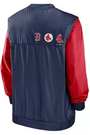 Men's Nike White/Navy Boston Red Sox Rewind Warmup V-Neck Pullover Jacket