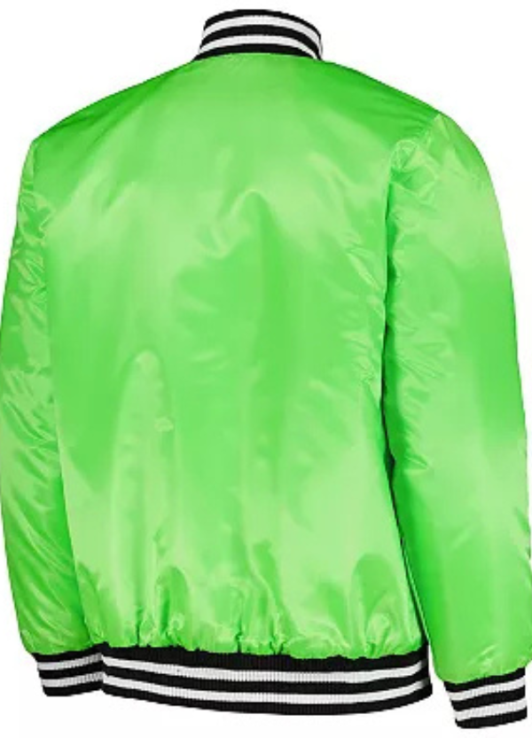 Men's Starter Neon Green Boston Red Sox Cross Bronx Fashion Satin Full-Snap Varsity Jacket 2 Men's Starter Neon Green Boston Red Sox Cross Bronx Fashion Satin Full-Snap Varsity Jacket