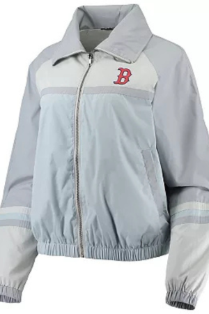 Women's The Wild Collective Navy Boston Red Sox Colorblock Track Raglan Full-Zip Jacket