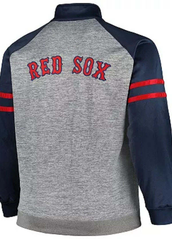 Men's Navy/Heather Gray Boston Red Sox Big & Tall Raglan Full-Zip Track Jacket 2 Men's Navy/Heather Gray Boston Red Sox Big & Tall Raglan Full-Zip Track Jacket