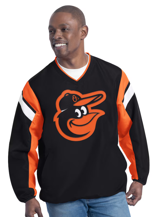 Men's G-III Sports by Carl Banks Black Baltimore Orioles Double Coverage V-Neck Pullover 1 Men's G-III Sports by Carl Banks Black Baltimore Orioles Double Coverage V-Neck Pullover