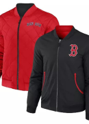 Men's Darius Rucker Collection by Fanatics Black/Red Boston Red Sox Reversible Full-Zip Bomber Jacket