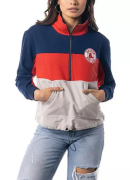 Women's The Wild Collective Navy/Red Boston Red Sox Women's Colorblock 1/4 Zip Jacket