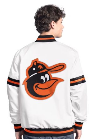 Men's Starter White Baltimore Orioles Cooperstown Scout Full-Snap Varsity Jacket