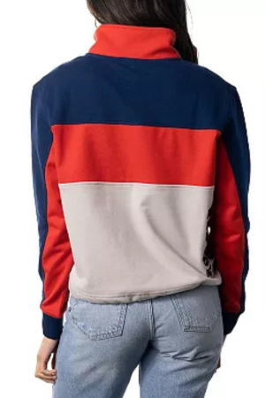 Women's The Wild Collective Navy/Red Boston Red Sox Women's Colorblock 1/4 Zip Jacket