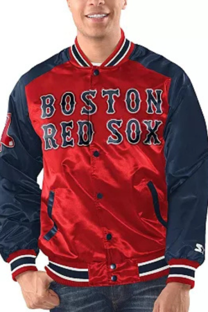 Men's Starter Red/Navy Boston Red Sox Varsity Satin Full-Snap Jacket