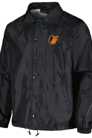 Men's Dunbrooke Black Baltimore Orioles Coach's Raglan Full-Snap Windbreaker Jacket
