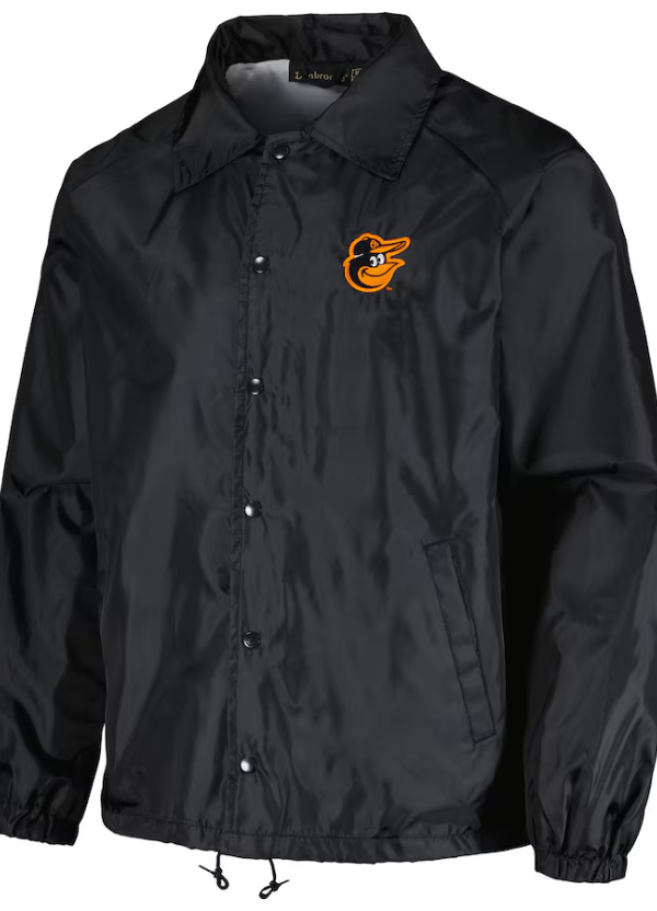 Men's Dunbrooke Black Baltimore Orioles Coach's Raglan Full-Snap Windbreaker Jacket 1 Men's Dunbrooke Black Baltimore Orioles Coach's Raglan Full-Snap Windbreaker Jacket