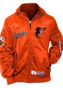 Men's New Era x Alpha Industries Orange Baltimore Orioles Current Day Full-Zip Hooded Nylon Bomber Jacket