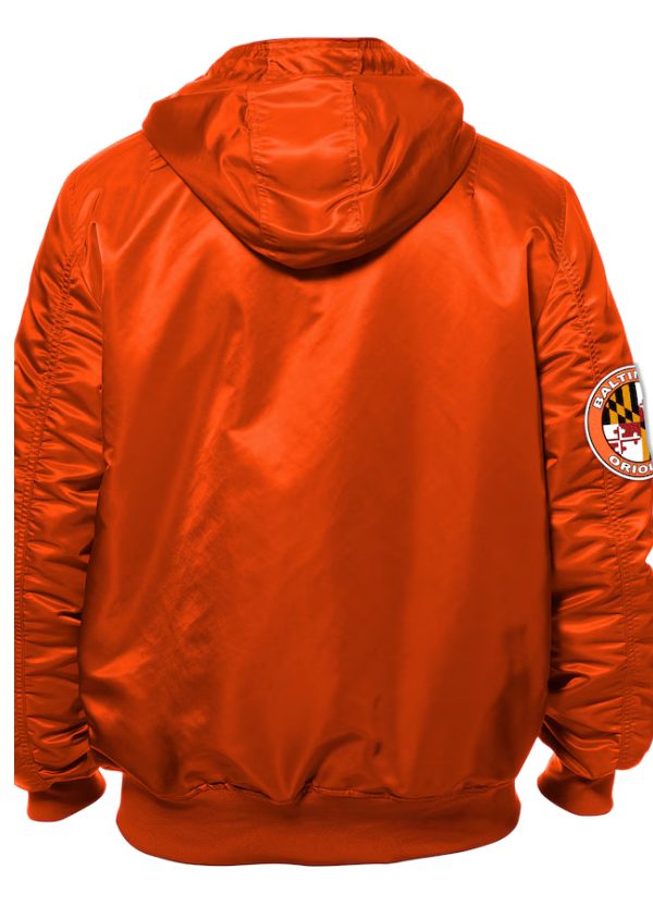 Men's New Era x Alpha Industries Orange Baltimore Orioles Current Day Full-Zip Hooded Nylon Bomber Jacket 2 Men's New Era x Alpha Industries Orange Baltimore Orioles Current Day Full-Zip Hooded Nylon Bomber Jacket