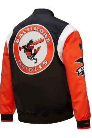 Men's Mitchell & Ness Black/Orange Baltimore Orioles Cooperstown Collection Team Origins Satin Full-Snap Jacket