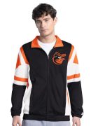 Men's Starter Black/Orange Baltimore Orioles Contender Tricot Full-Zip Track Jacket