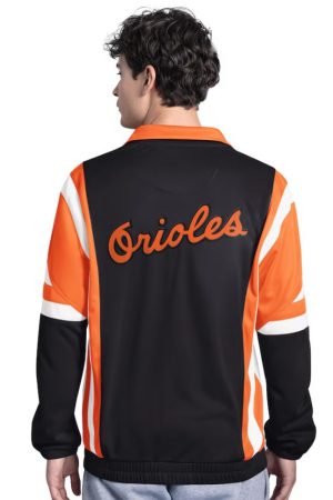 Men's Starter Black/Orange Baltimore Orioles Contender Tricot Full-Zip Track Jacket