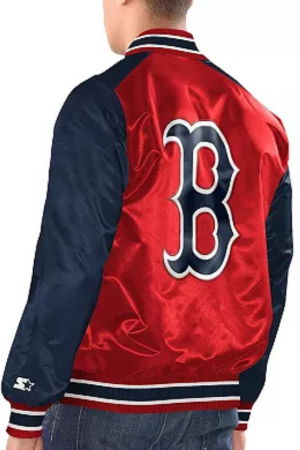 Men's Starter Red/Navy Boston Red Sox Varsity Satin Full-Snap Jacket