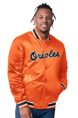 Men's Starter Orange/Black Baltimore Orioles Reversible Closer Full-Snap Satin Varsity Jacket