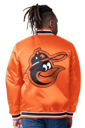 Men's Starter Orange/Black Baltimore Orioles Reversible Closer Full-Snap Satin Varsity Jacket