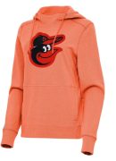 Women's Antigua Heather Orange Baltimore Orioles Justice Pullover Hoodie