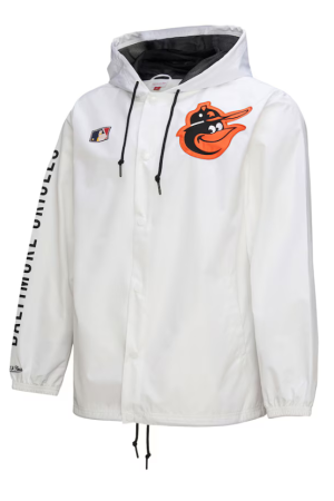 Men's Mitchell & Ness White Baltimore Orioles Vintage Full-Snap Hooded Coaches Jacket
