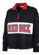 Women's '47 Navy Boston Red Sox Remi Quarter-Zip Cropped Top
