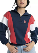 Women's Lusso Navy Boston Red Sox Malia Quarter-Zip Sweatshirt