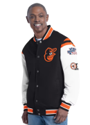 Men's G-III Sports by Carl Banks Orange Baltimore Orioles Recruit Commemorative Full-Snap Varsity Jacket