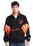 Men's Starter Black Baltimore Orioles Cooperstown Chief Half-Zip Pullover