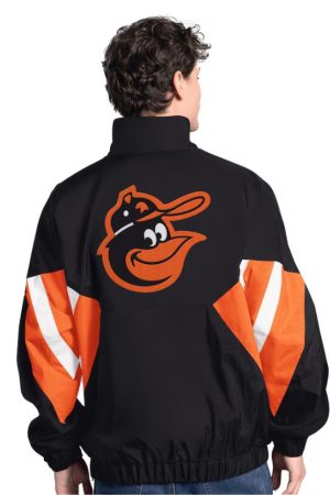 Men's Starter Black Baltimore Orioles Cooperstown Chief Half-Zip Pullover