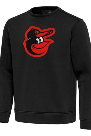 Men's Antigua Black Baltimore Orioles Relevant Lightweight Pullover Sweatshirt