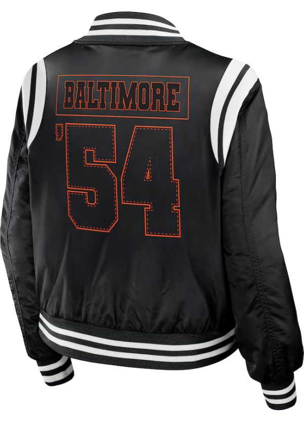 Women's WEAR by Erin Andrews Black Baltimore Orioles Football Bomber Jacket 2 Women's WEAR by Erin Andrews Black Baltimore Orioles Football Bomber Jacket