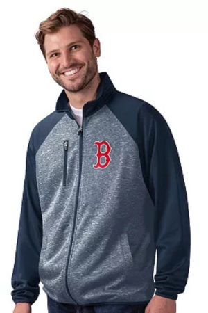 Men's�G-III Sports by Carl Banks Navy Boston Red Sox Runners Raglan Full-Zip Track Jacket