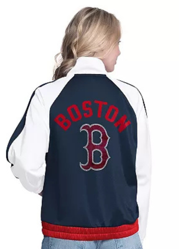 Women's�G-III Sports by Carl Banks White/Navy Boston Red Sox Rally Rhinestone Raglan Full-Zip Track Jacket 2 Women's�G-III Sports by Carl Banks White/Navy Boston Red Sox Rally Rhinestone Raglan Full-Zip Track Jacket