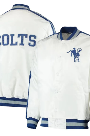 White Indianapolis Colts White Team III Satin Jacket