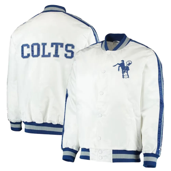 White Indianapolis Colts White Team III Satin Jacket 1 White Indianapolis Colts White Team III Satin Jacket