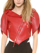 Women Heart-Shaped Red Leather Jacket