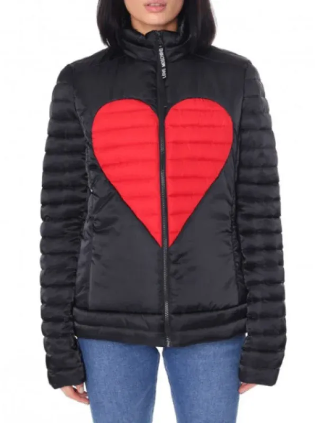 Women Red Heart Padded Puffer Jacket 1 Women Red Heart Padded Puffer Jacket