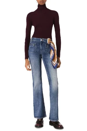 Zip Pocket Bootcut Jeans in Blue